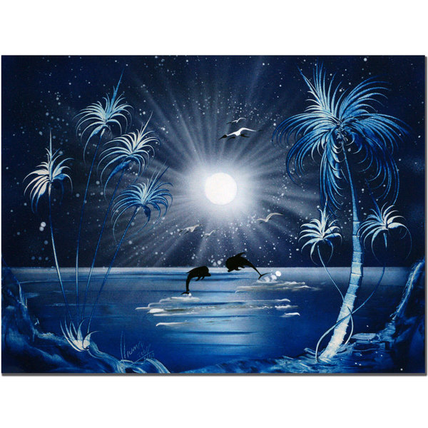 Trademark Fine Art Conrad 'Dolphins at Night' Canvas Art, 18x24 NA001-C1824GG